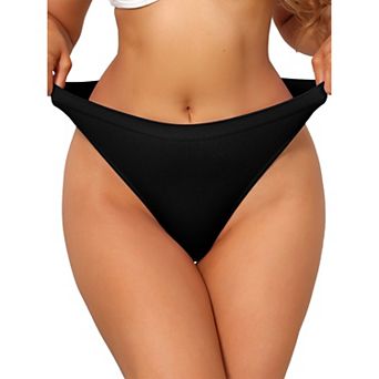 Women's Mid Waisted Ribbed Bikini Briefs No Show High Cut Underwear Panties