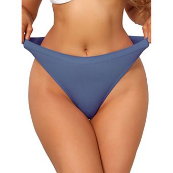 Women's Mid Waisted Ribbed Bikini Briefs No Show High Cut Underwear Panties