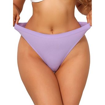 Women's Mid Waisted Ribbed Bikini Briefs No Show High Cut Underwear Panties