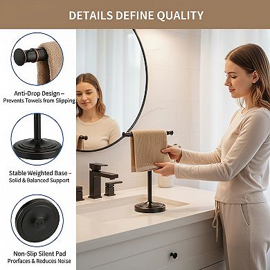 Free Standing Stainless Steel Towel Rack Countertop Bathroom Kitchen Holder