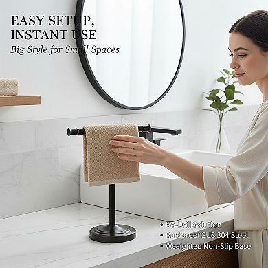 Free Standing Stainless Steel Towel Rack Countertop Bathroom Kitchen Holder