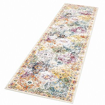 Washable Boho Non Slip Low Pile Runner Rug For Entryway Kitchen Bedroom Laundry Living Room