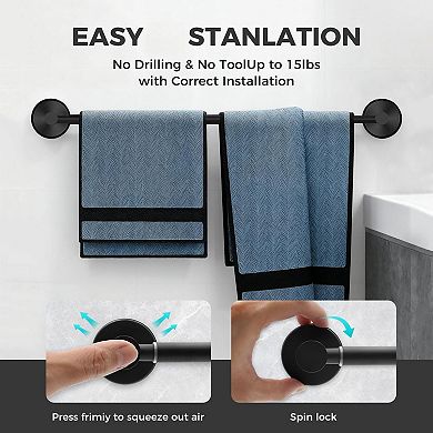 Adjustable Suction Cup Towel Bar Stainless Steel Adjustable Bathroom Rack