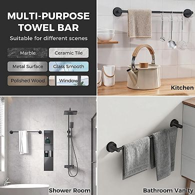 Adjustable Suction Cup Towel Bar Stainless Steel Adjustable Bathroom Rack