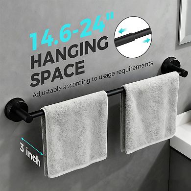 Adjustable Suction Cup Towel Bar Stainless Steel Adjustable Bathroom Rack