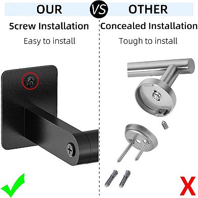 24 Inch Wall Mounted Towel Bar Heavy Duty Rustproof Bathroom Organizer Matte Black