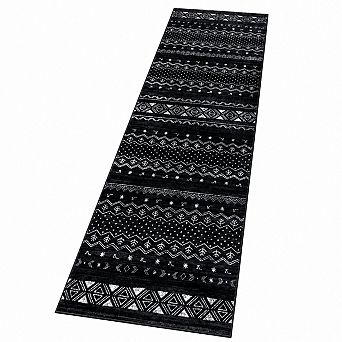 Washable Non Slip Hallway Runner Rug Boho Geometric Low Pile Indoor Carpet