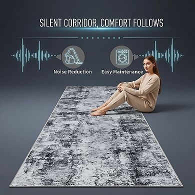 Washable Non Slip Runner Rug Soft Low Pile Easy Clean High Traffic Floor Mat
