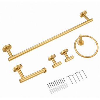 5 pc Bathroom Accessories Set SUS304 Stainless Steel Brushed Hardware