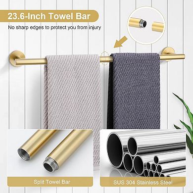 5 Piece Bathroom Accessories Set SUS304 Stainless Steel Brushed Hardware