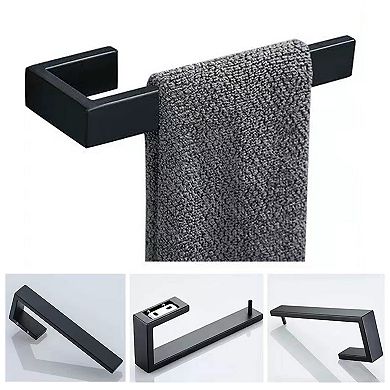 Matte Black Stainless Steel Hand Towel Holder Modern Wall Mount Rack