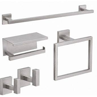 5 pc SUS304 Stainless Steel Brushed Nickel Bathroom Hardware Set Wall Mounted
