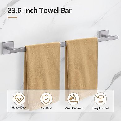 5 Piece SUS304 Stainless Steel Brushed Nickel Bathroom Hardware Set Wall Mounted