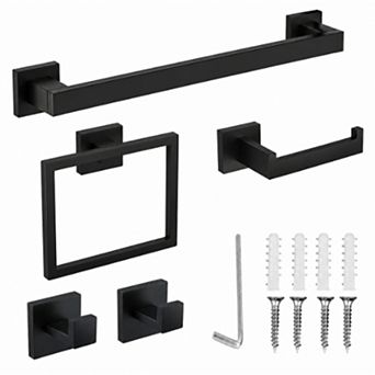 5 pc Bathroom Hardware Set SUS304 Stainless Steel Wall Mounted Bath Accessories