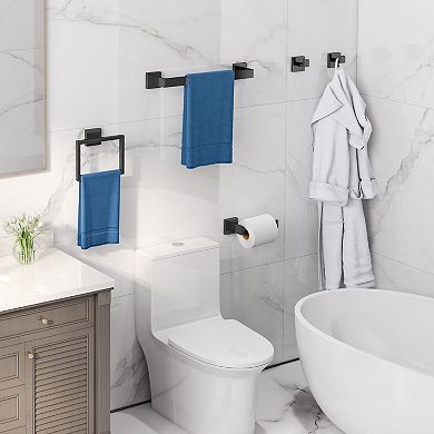 Stainless Steel Matte Black 5 Piece Bathroom Hardware Wall Mount Set