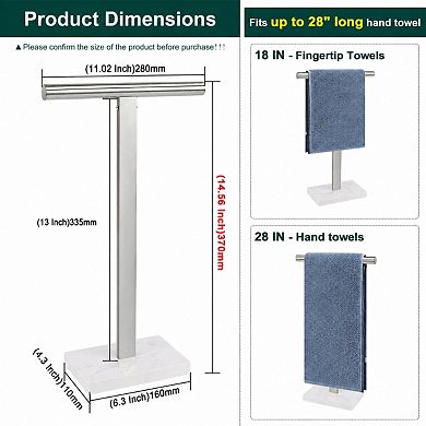 304 Stainless Steel T Shape Hand Towel Holder Marble Base Countertop Stand