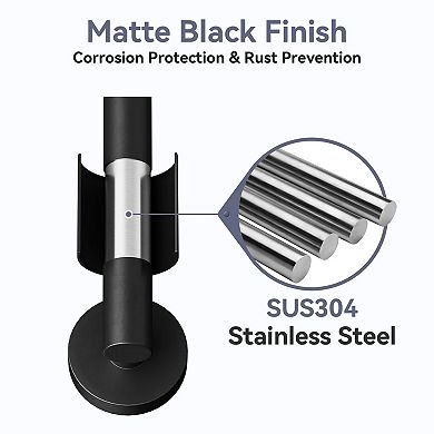 Matte Black 24 Inch Towel Bar Thickened SUS304 Stainless Steel Wall Mount Bathroom Rack