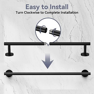 Matte Black 24 Inch Towel Bar Thickened SUS304 Stainless Steel Wall Mount Bathroom Rack