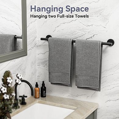 Matte Black 24 Inch Towel Bar Thickened SUS304 Stainless Steel Wall Mount Bathroom Rack