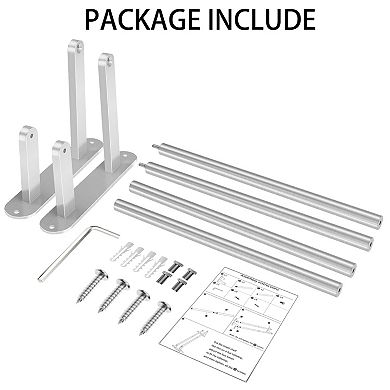 24 Inch Double Bathroom Towel Rack Wall Mounted Stainless Steel Brushed Nickel Holder