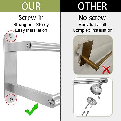 24 Inch Double Bathroom Towel Rack Wall Mounted Stainless Steel Brushed Nickel Holder