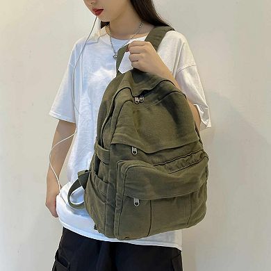 Retro Aesthetic Canvas Backpack For Men Women School Travel Laptop Bag