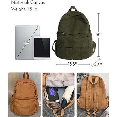 Retro Aesthetic Canvas Backpack For Men Women School Travel Laptop Bag