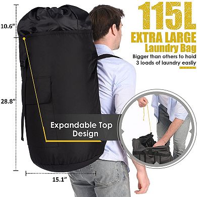 115L Extra Large Heavy Duty Backpack Laundry Bag With Shoulder Straps