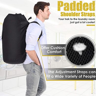 115L Extra Large Heavy Duty Backpack Laundry Bag With Shoulder Straps