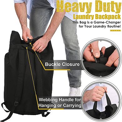 115L Extra Large Heavy Duty Backpack Laundry Bag With Shoulder Straps
