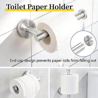 4 Piece Bathroom Hardware Set Stainless Steel Wall Mounted Towel Bar Ring Hook Holder