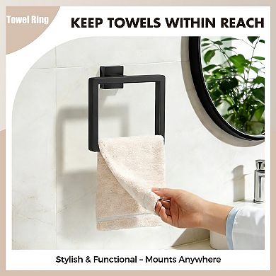 5 Piece SUS304 Stainless Steel Matte Black Bathroom Hardware Wall Mount Set