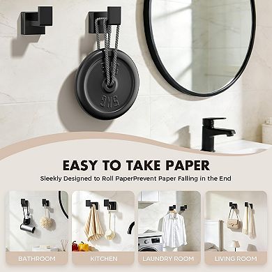 5 Piece SUS304 Stainless Steel Matte Black Bathroom Hardware Wall Mount Set