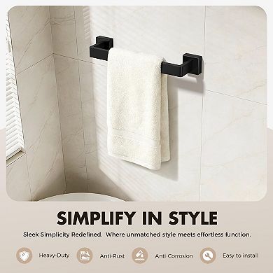 5 Piece SUS304 Stainless Steel Matte Black Bathroom Hardware Wall Mount Set