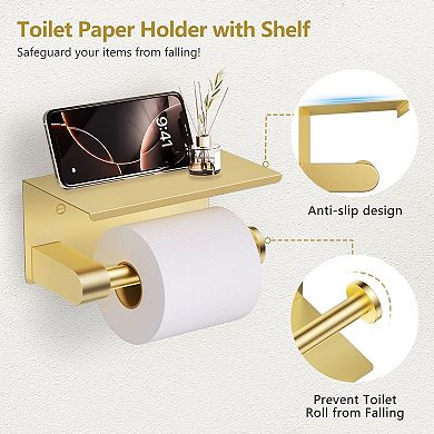 5 Piece SUS304 Stainless Steel Bathroom Hardware Wall Mount Set