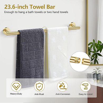5 Piece SUS304 Stainless Steel Bathroom Hardware Wall Mount Set