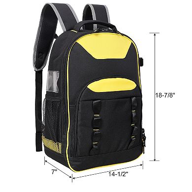 Tool Backpack, Oxford Multifunctional Tool Bag with Multi Pockets for Electricain, Mechanic, Plumbe