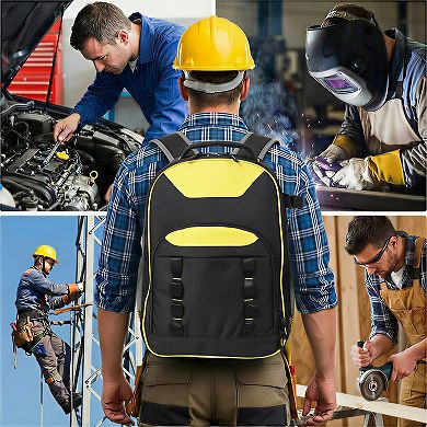 Tool Backpack, Oxford Multifunctional Tool Bag with Multi Pockets for Electricain, Mechanic, Plumbe