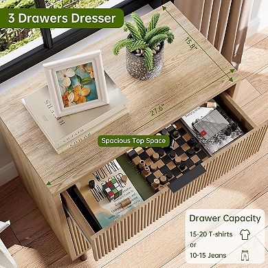 Modern Fluted Entryway Dresser , Metal Legs, Ample Storage, Anti-Tipping Device
