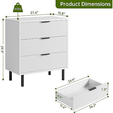 Modern Fluted Entryway Dresser , Metal Legs, Ample Storage, Anti-Tipping Device