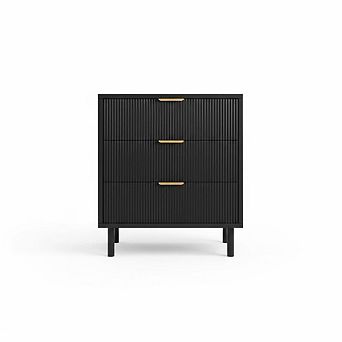 Modern Fluted Entryway Dresser , Metal Legs, Ample Storage, Anti-Tipping Device