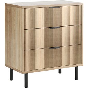 Modern Fluted Entryway Dresser , Metal Legs, Ample Storage, Anti-Tipping Device