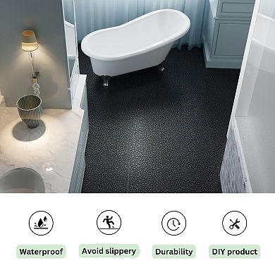 BAOURE Interlocking Deck Tiles Waterproof Plastic Pebble Stone Pattern Home Flooring Pack