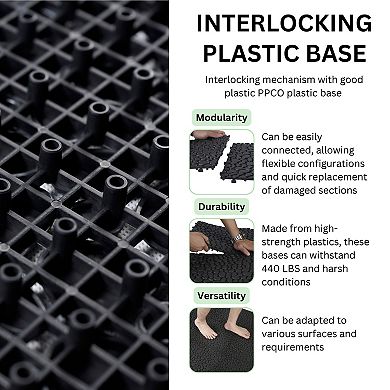 BAOURE Interlocking Deck Tiles Waterproof Plastic Pebble Stone Pattern Home Flooring Pack
