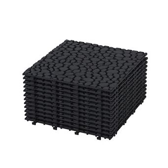BAOURE Interlocking Deck Tiles Waterproof Plastic Pebble Stone Pattern Home Flooring Pack