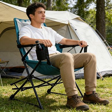 BAOURE Portable Steel Folding Hammock Camping Chair With A Drink Holder And Carrying Bag