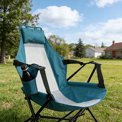 BAOURE Portable Steel Folding Hammock Camping Chair With A Drink Holder And Carrying Bag