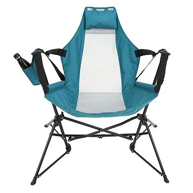 BAOURE Portable Steel Folding Hammock Camping Chair With A Drink Holder And Carrying Bag