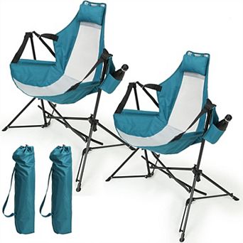 BAOURE Portable Steel Folding Hammock Camping Chair With A Drink Holder And Carrying Bag