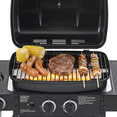 BAOURE 2-Burner Propane Gas Grill with Integrated Side Burner 24,000 BTU